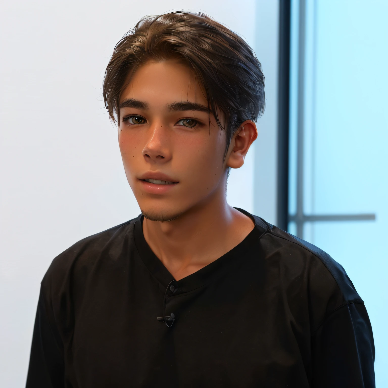 ４０Male teenager, , Unshaven, being thin,, Yearbook Pose, character close-up, character headshot portrait, character close-up.