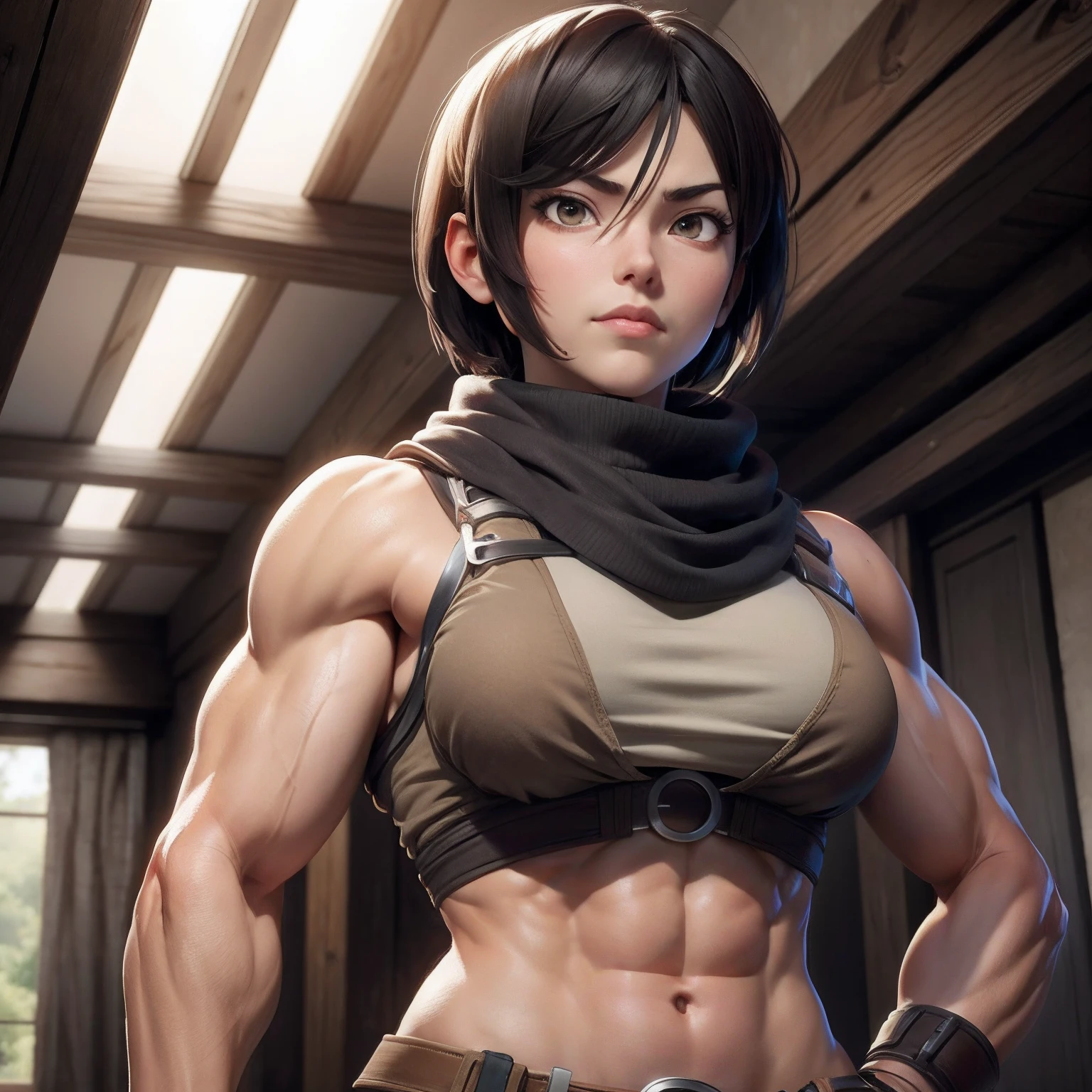 Mikasa, ABS, Sein gigantesque, muscles, Le, gros cul, Jolie fille, SNK,