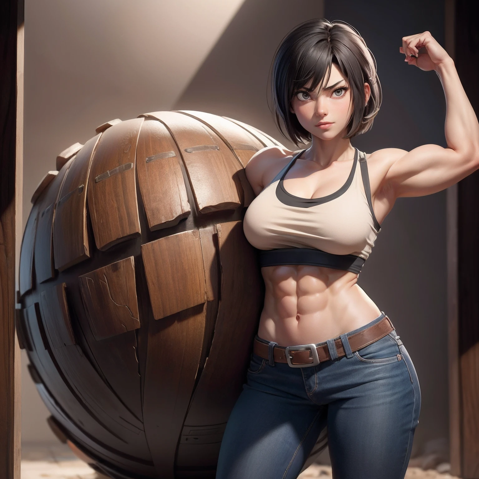 Mikasa, ABS, Sein gigantesque, muscles, Le, gros cul, Jolie fille, SNK,