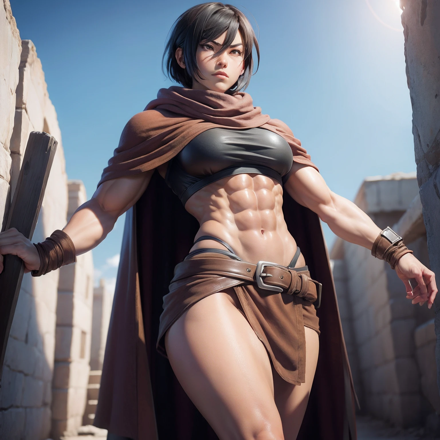 Mikasa, ABS, Sein gigantesque, muscles, Le, gros cul, Jolie fille, SNK,