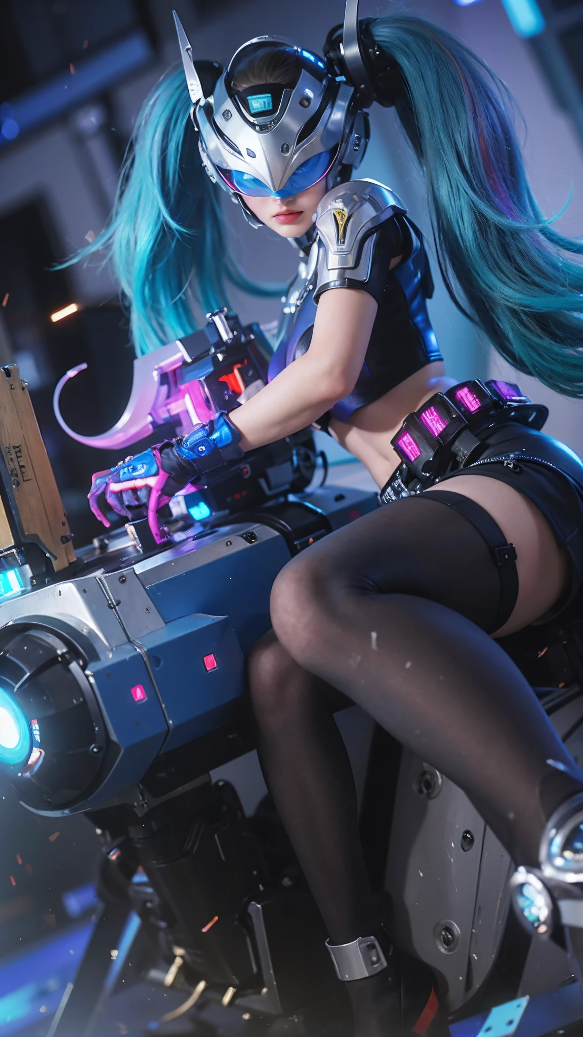 (8k, best quality, masterpiece:1.2), (realistic, photo-realistic:1.37), realistic fingers, ultra-detailed, detail fingers, A detailed portrait of 1 girl 21 year old, robot outfit, beautiful girl, british girl, robocop girl, pale skin, perfect body, nice abs, blue eyes, blond hair. The scene is illuminated with professional lighting, photon mapping, and radiosity, with Tetsuya Nomura Style. Blur bokeh effect, realistic light.