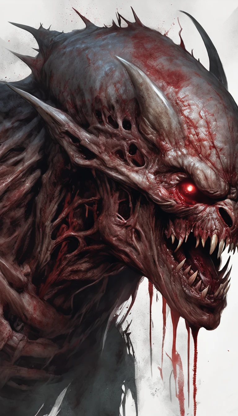 Painting of a demonic creature with a bloodied face and a bloodied head, Carnage, Sci - The Art of Horror Fiction, sci-fi horror artwork, inspired by Aleksi Briclot, The fangs of the carnage, Horror art in the fantasy genre, by Aleksi Briclot, horror concept art, venom, Fantasy and horror art, Detailed illustration of 4K horror, Demonic creature, dark fantasy horror art