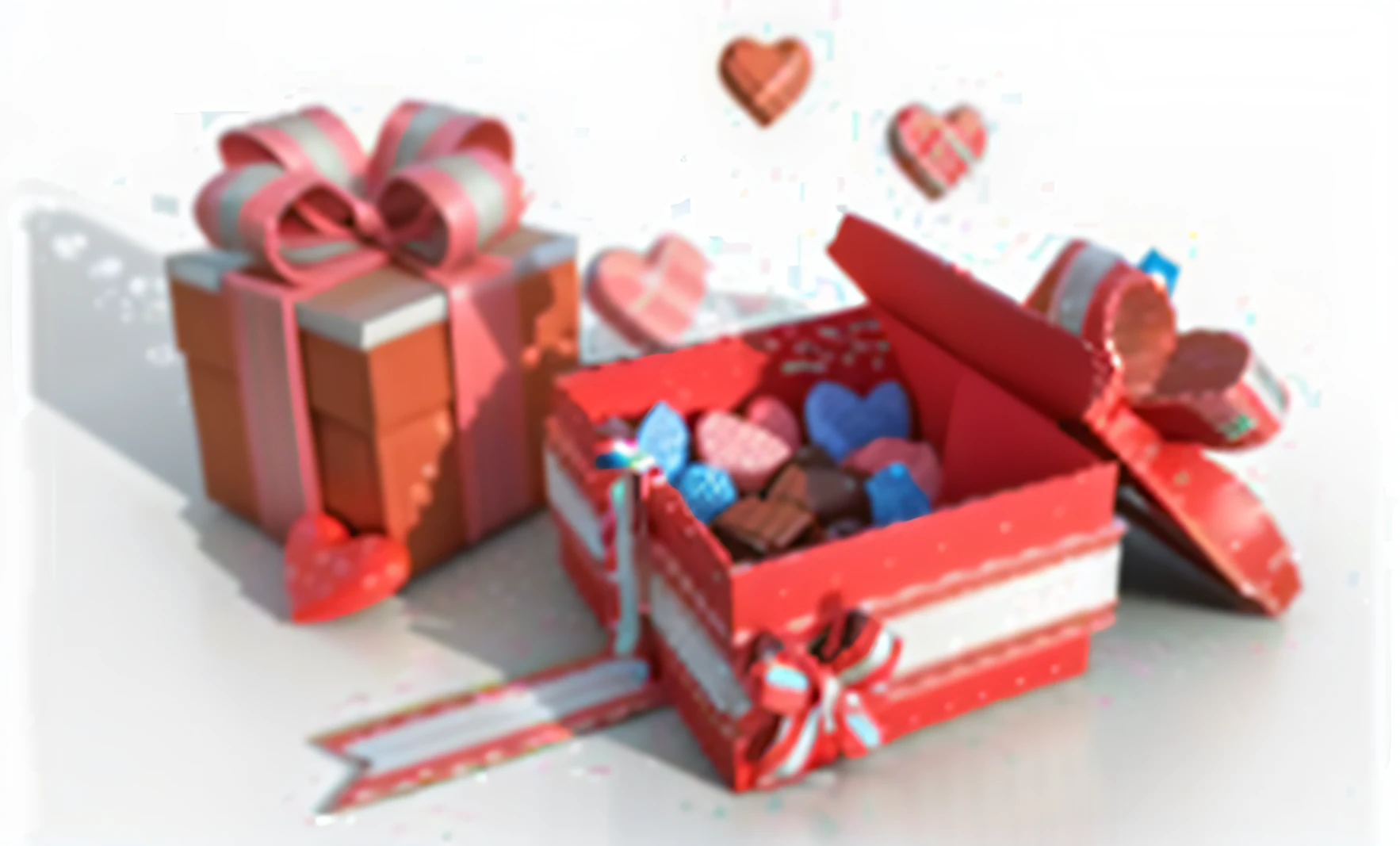 Open chocolate box, gifts, Gifts, 。.3D, 3 d, red peach, box, ribbon, rendering, giving gifts to people, Renders, islamic, Little, Holiday, Paper, Wooden, Heart, 3 dimensions, C4D, C 4 D, digital image, blender, illustratio, mini model