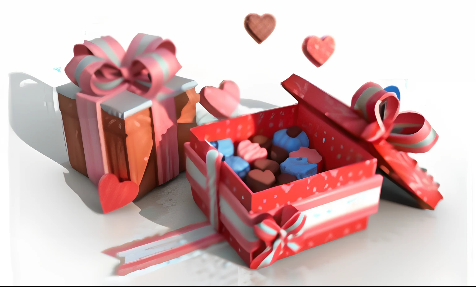 Open chocolate box, gifts, Gifts, 。.3D, 3 d, red peach, box, ribbon, rendering, giving gifts to people, Renders, islamic, Little, Holiday, Paper, Wooden, Heart, 3 dimensions, C4D, C 4 D, digital image, blender, illustratio, mini model