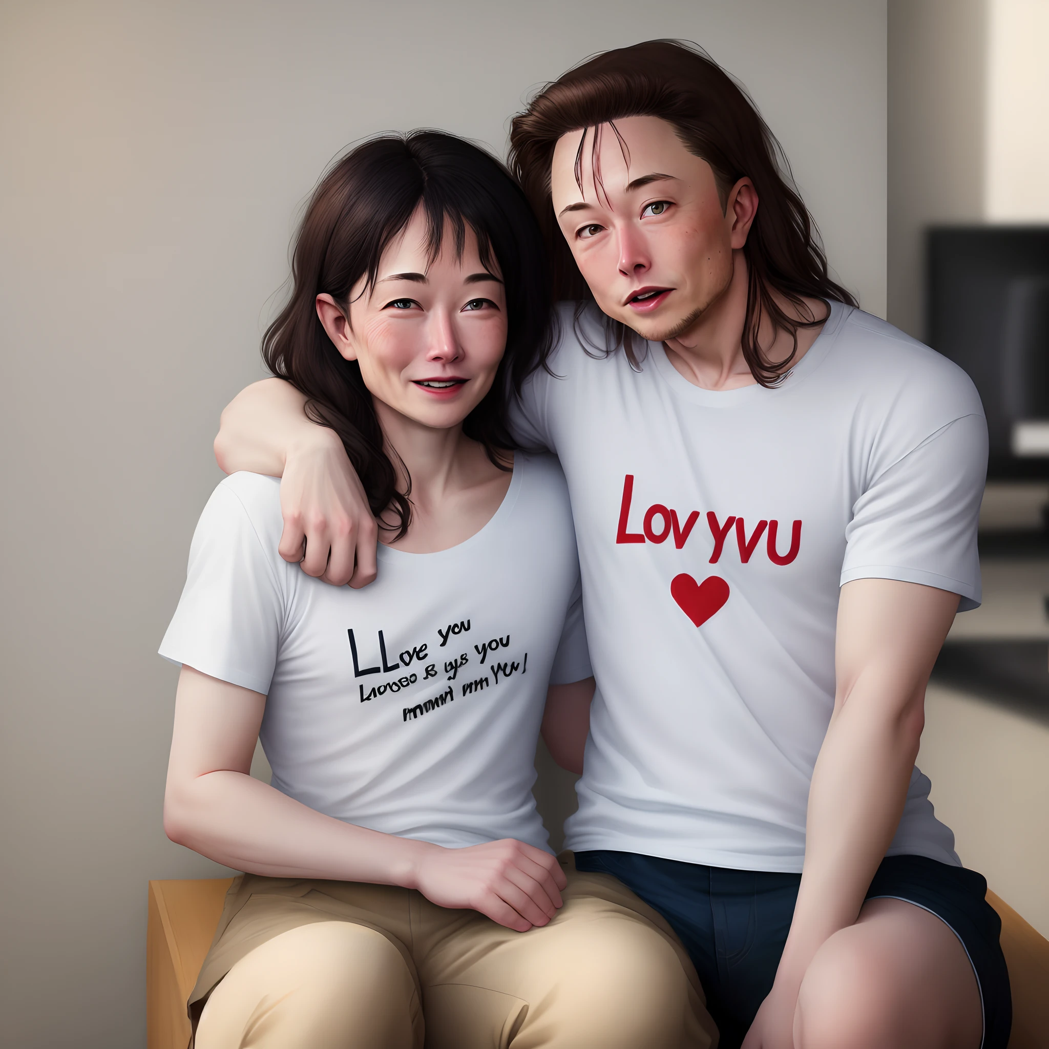 Elon musk wears a white t-shirt that says i love you mum