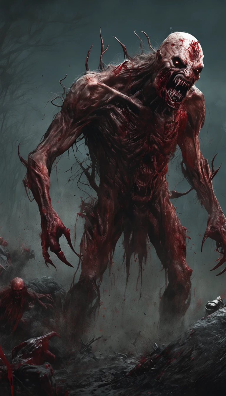 Painting of a demonic creature with a bloodied face and a bloodied head, Carnage, Sci - The Art of Horror Fiction, sci-fi horror artwork, inspired by Aleksi Briclot, The fangs of the carnage, Horror art in the fantasy genre, by Aleksi Briclot, horror concept art, venom, Fantasy and horror art, Detailed illustration of 4K horror, Demonic creature, dark fantasy horror art