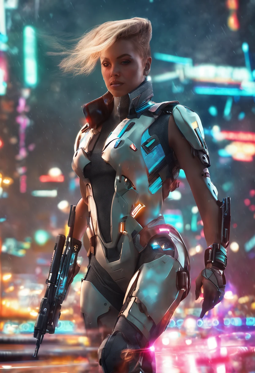 Outdoor photo shoot of an incredibly beautiful woman dressed as the high-tech soldier of the future, with amazing feminine form, she's incredibly rapturous, imensamente atraente, extremamente atraente, pintura digital, digital illustation, Detalhe extremo, arte digital, 4k, Ultra HD |, Anna Dittmann, hiper-realismo, trending on ArtStation, polido, Beautiful, ensolarado, fotorrealista, 8k Ultra HD | |, Motor Unreal 5, dynamic lighting