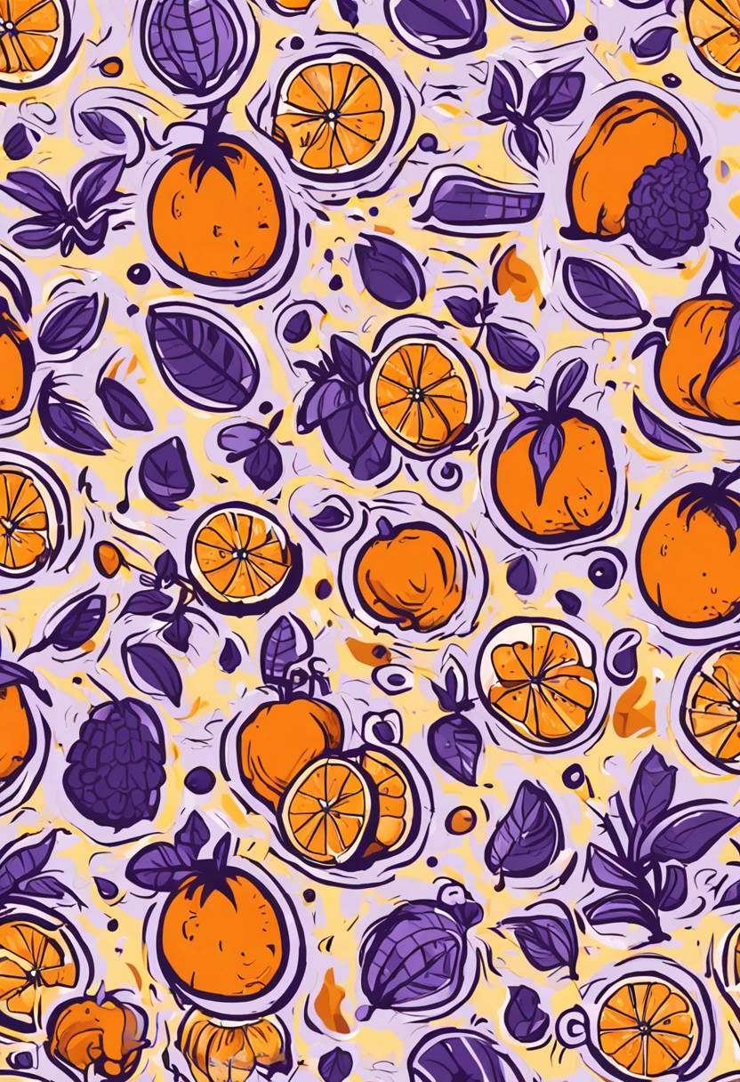 Crie um logotipo com cores laranja, roxo, azul e amarelo.