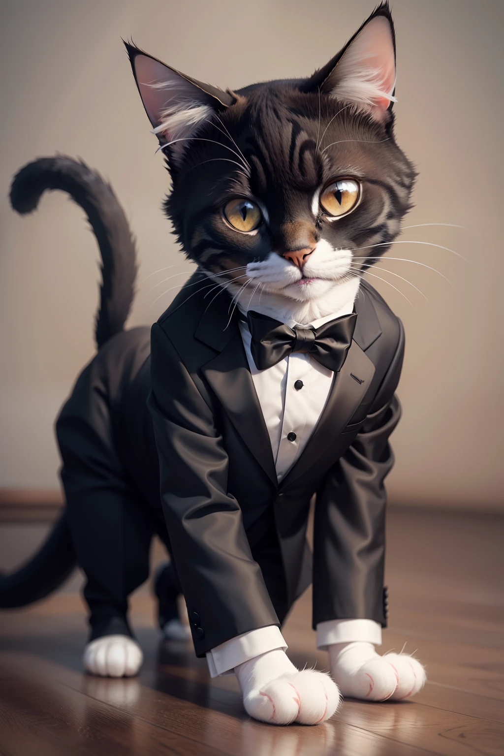 One cat in a tuxedo