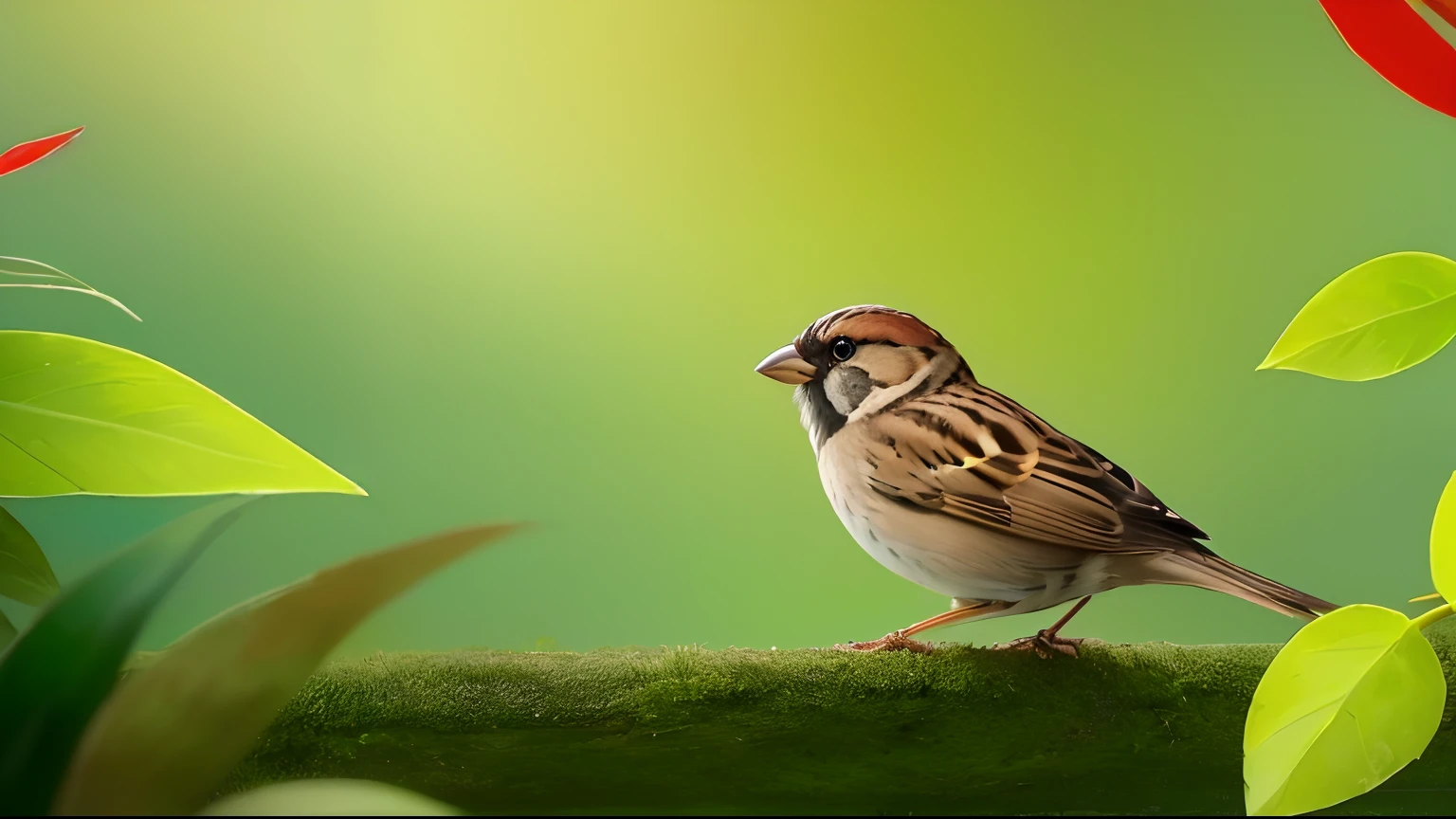 there is a sparrow bird that is sitting on a branch in the grass, hyperrealistic sparrows, high-quality wallpaper, high quality wallpaper, an oil paiting of a sparrow, wallpaper 4 k, wallpaper 4k, hd wallpaper, wallpaper background, wallpaper hd, sparrows, background artwork, hq 4k wallpaper, high quality desktop wallpaper, natural realistic render, amazing wallpaper