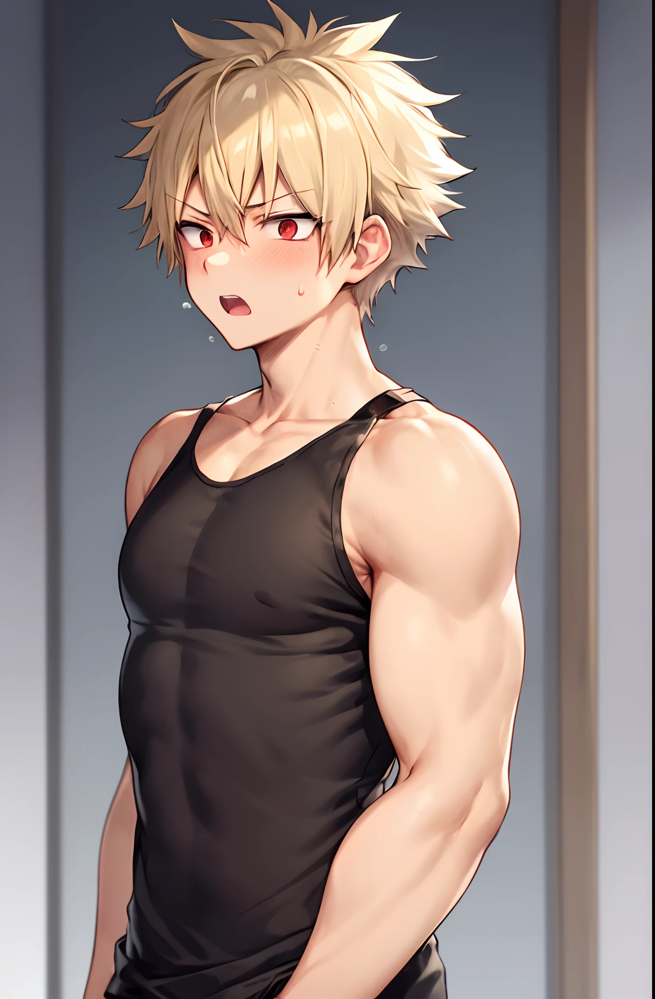 score_9, score_8_up, source_anime, standing, hellsing, seras, femboy, twink, shorts, otoko no, crop top, indoors, ikuchan
