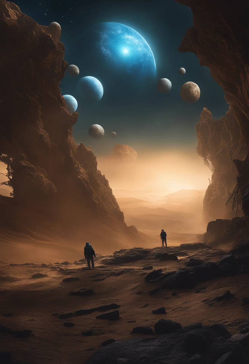 Post-apocalyptic art,Jia Dou Dystopian Art Punk Fault Core Look at the blue glowing planet of the universe,The scene is very detailed,Clarity is extraordinary,All the intricate details of the panorama are captured,The background is the Milky Way galaxy(((Giant viruses)))