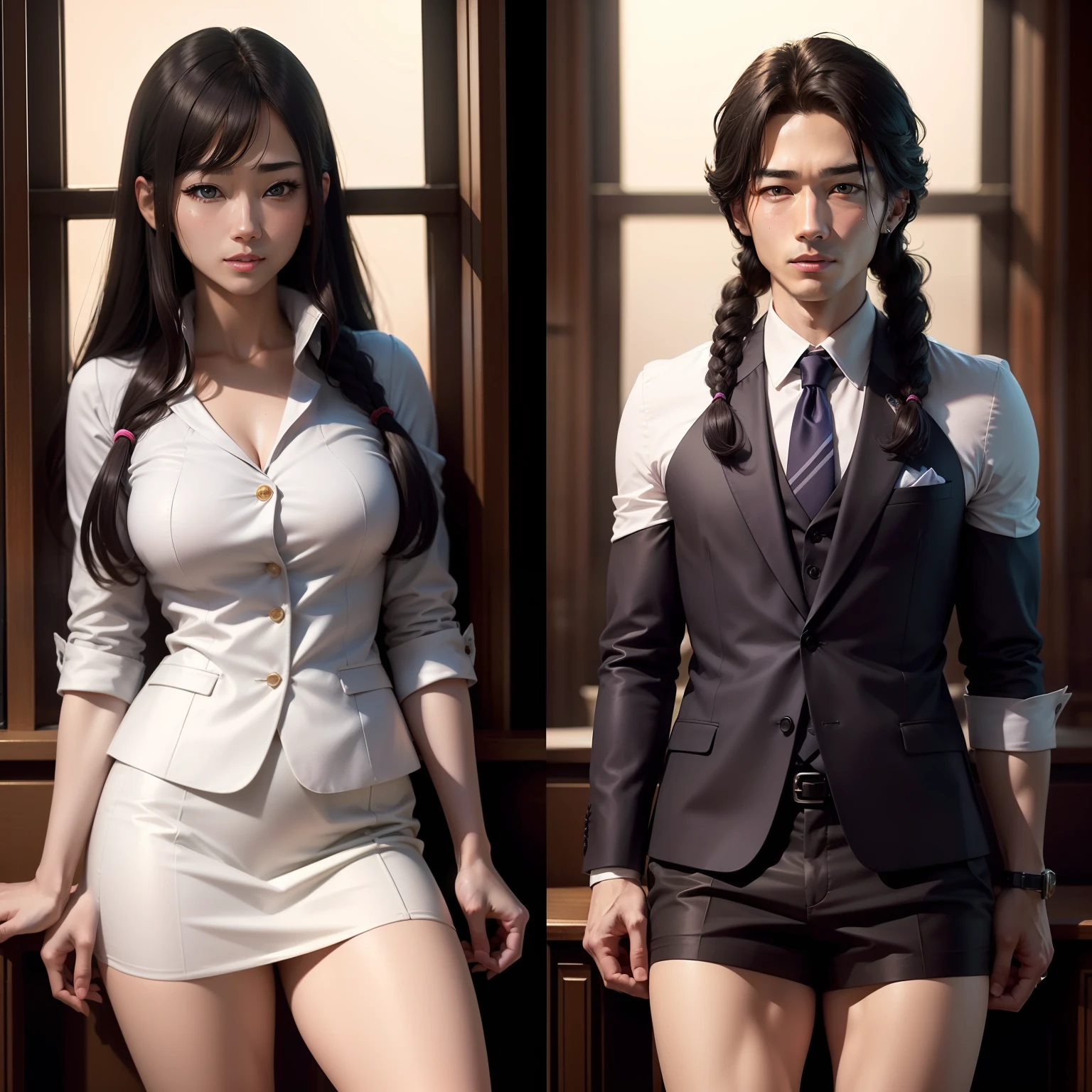 Live Action、hightquality、suits、Beautiful men and women、Twin-tailed、A sexy、senior