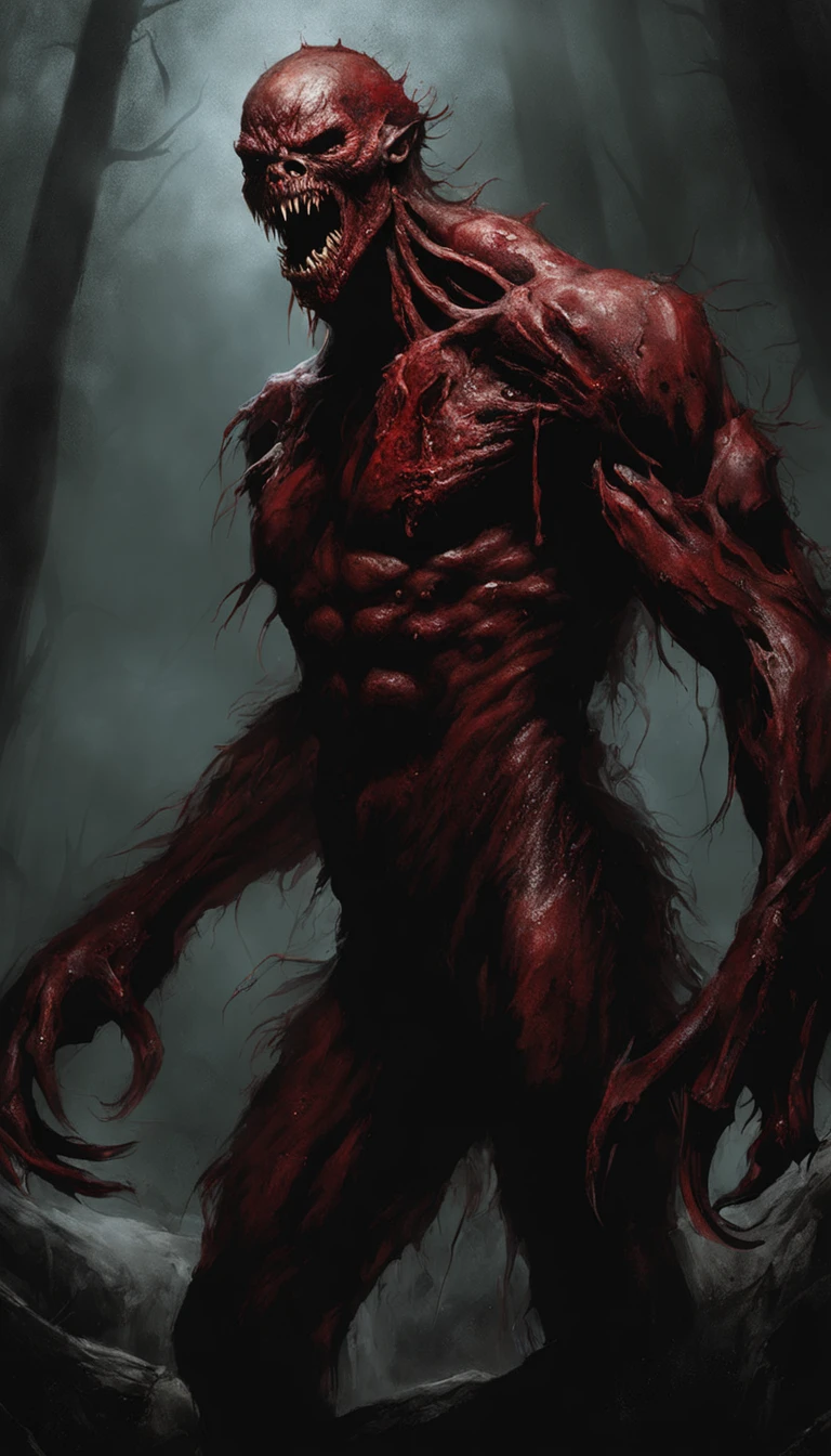 Painting of a demonic creature with a bloodied face and a bloodied head, Carnage, Sci - The Art of Horror Fiction, sci-fi horror artwork, inspired by Aleksi Briclot, The fangs of the carnage, Horror art in the fantasy genre, by Aleksi Briclot, horror concept art, venom, Fantasy and horror art, Detailed illustration of 4K horror, Demonic creature, dark fantasy horror art