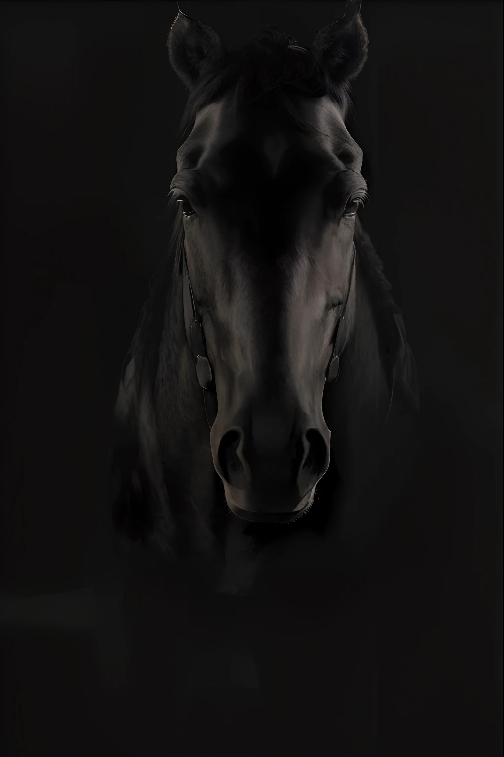 agraffe in the dark looking at the camera with a black background, horse, equine photo, equine, equine photography, half horse, black nose, , digital horse, close-up portrait shot, closeup portrait shot, horse close-up, horse head animal merge, close up portrait shot, beautiful horse, by Bernard D’Andrea