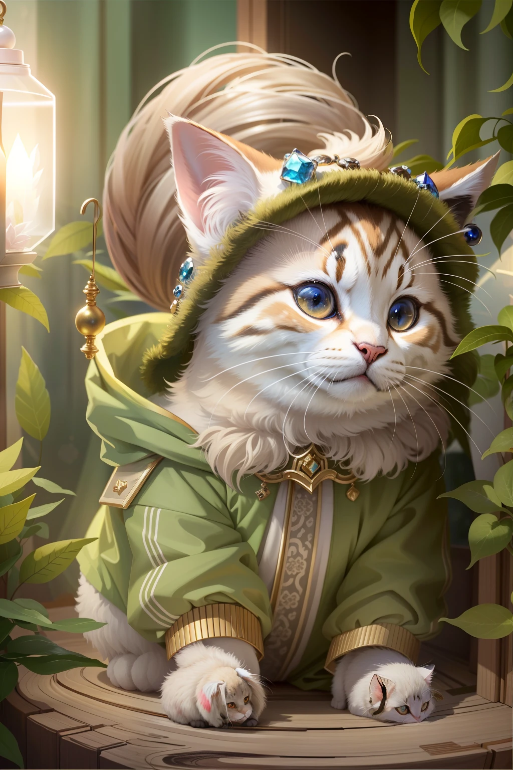 Cute kitten and its stylish nest，Stylish fabrics set with precious stones，luxury goods，Regal，Comfortable and warm，Pink space，Small toys，The clothing is stylish and elegant，Optimal quality，超高分辨率，realisticlying，Front lighting，Complicated details，Exquisitedetailsandtextures，独奏，Facial highlights，Detal Face，looking at viewert，largeeyes，Openwork pattern，Deluxe Room，profesional lighting，photon maping，Radio City，physically-based renderingt，Epic composition, Highest quality, 8K，Epic romantic fantasy digital art，Epic fairy tale fantasy digital art，Mythological fantasy，