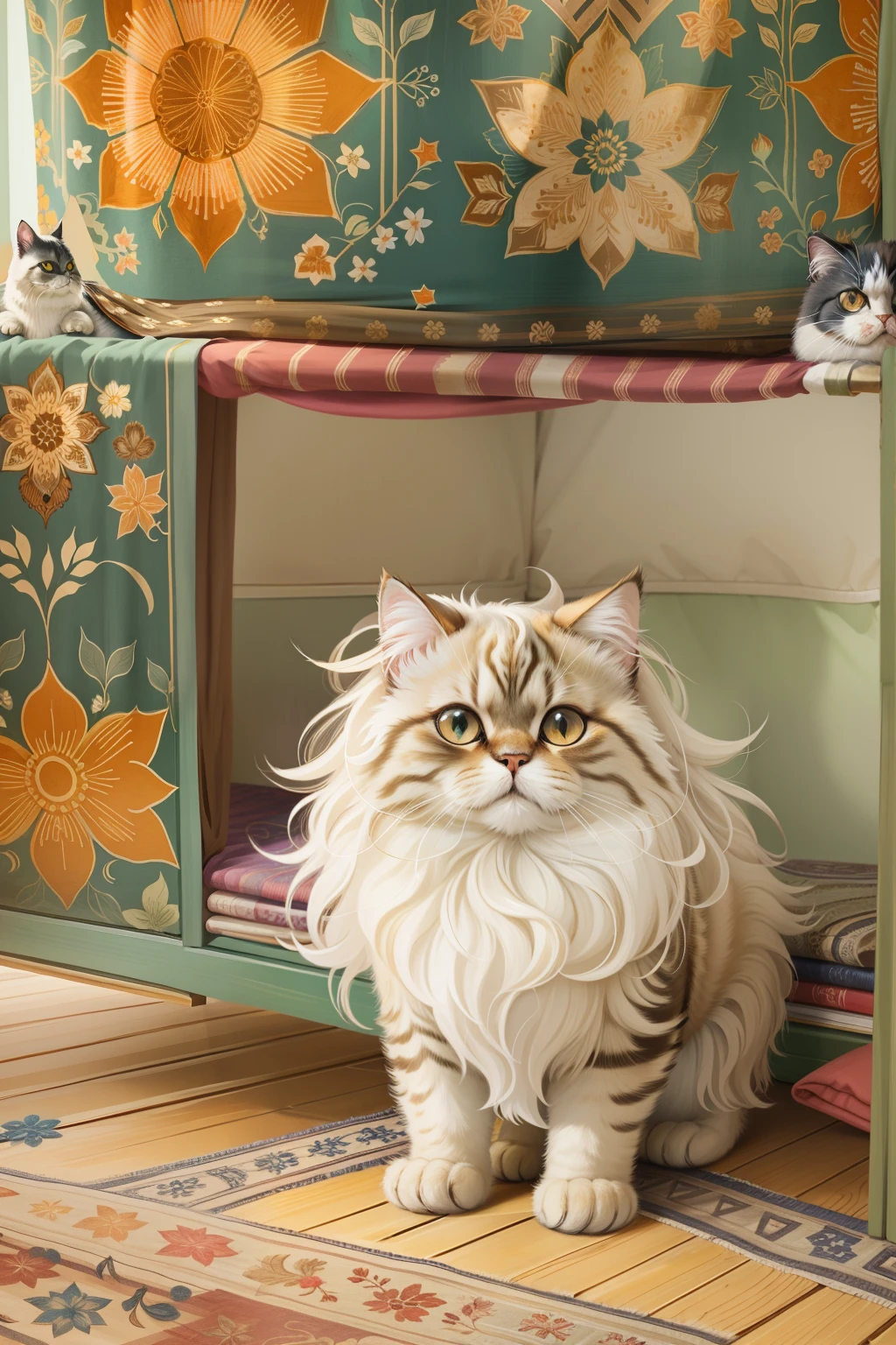 Cute Persian cat and its stylish den