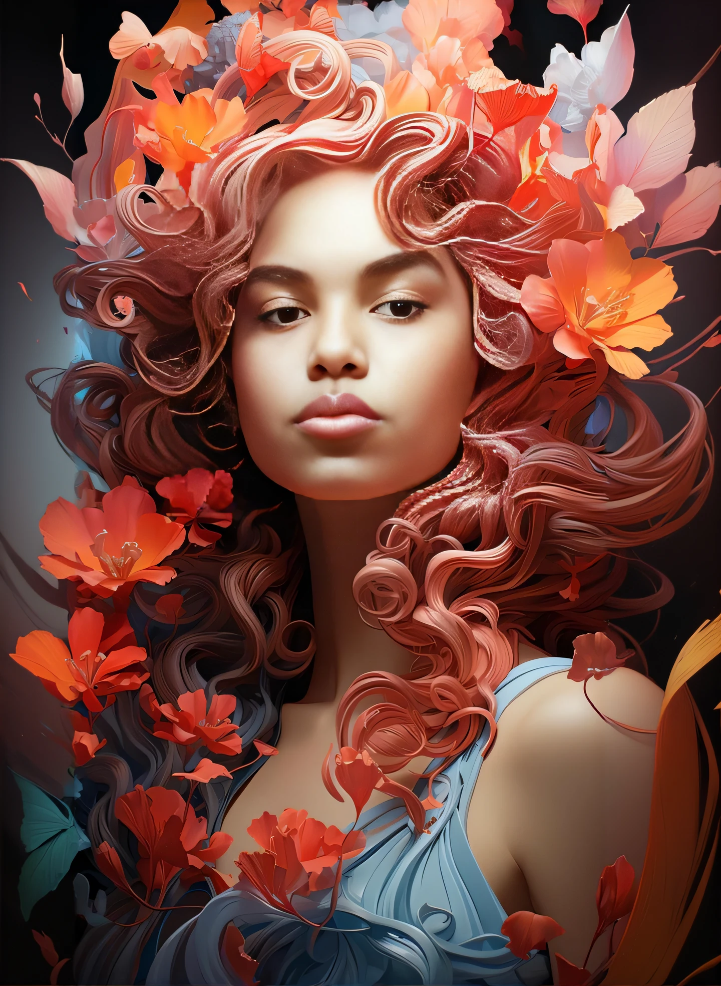 Arafed portrait of a woman with a wreath on her head, exquisite digital illustration, stunning digital illustration, lindo arte digital, linda arte digital linda, Beautiful digital illustration, lindo pintura digital, bela arte digital, bela arte digital, arte digital muito bonita, pintura digital bonita, in illustration style digital, Arte bonita UHD 4K, pintura digital impressionante