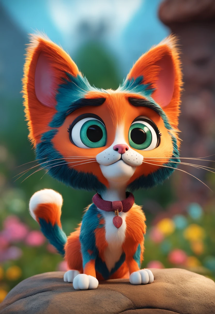 a cat character with the style of the studio Aardman