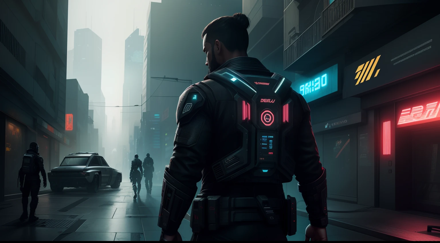 Generate a dystopian vision of a cyberpunk city hit by a blackout, where the darkness is broken only by the glowing eyes of the androids, Cyberpunk aesthetics, cor profunda, intrincado, 8K resolution concept art, natural lighting, beautiful composition, foco nítido, Studio photo, detalhes intrincados, altamente detalhado, profundidade de campo, foco nítido, High detail, textura de pele realista, Realistic, fotorrealista, Arte Digital, tinta escura