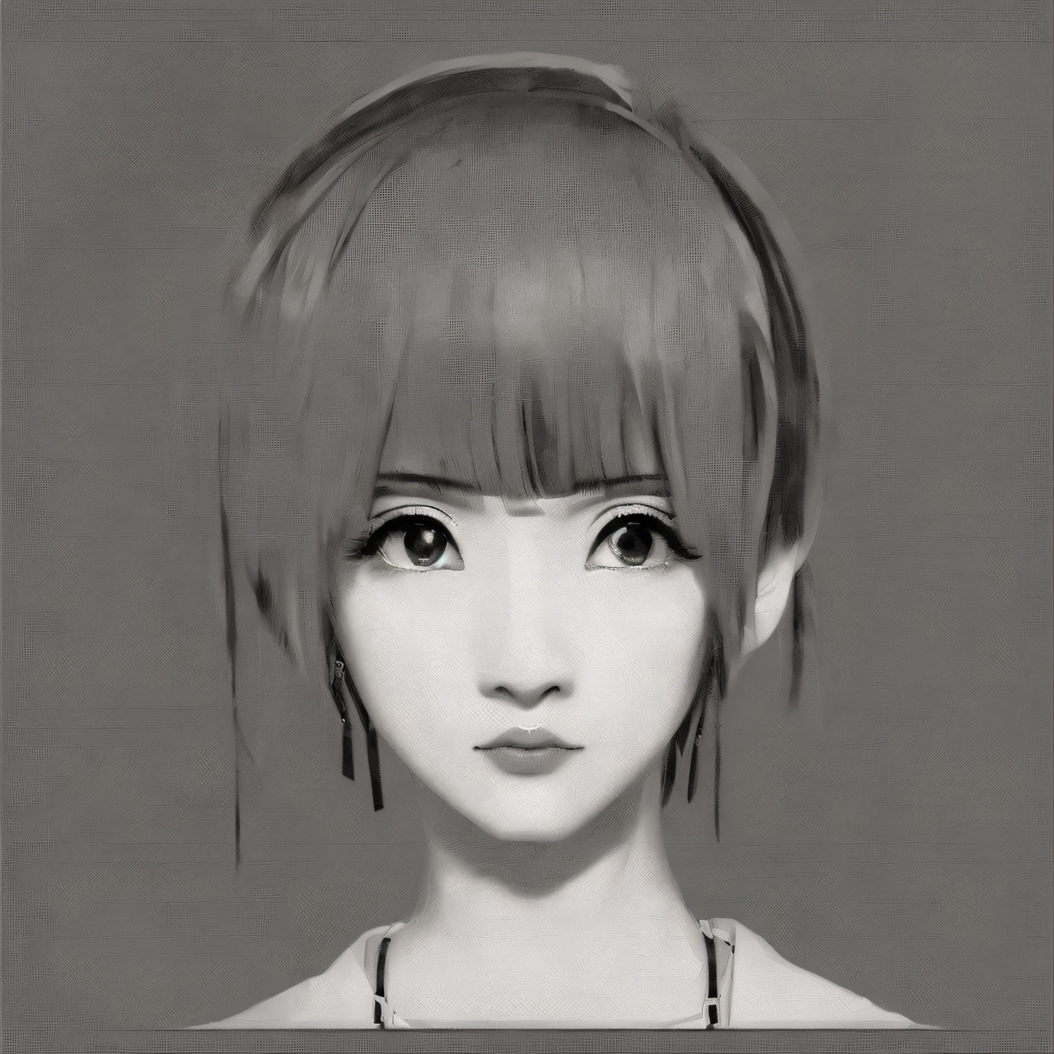A full-length portrait of the REI AMI as a short hair and a black and white photo, artwork in the style of guweiz, anime styled 3d, guweiz, anime portrait of shiina ringo, semirealistic anime style, anime realism style, inspired by Nara Yoshitomo, guweiz masterpiece, realistic anime 3 d style, digital manga art