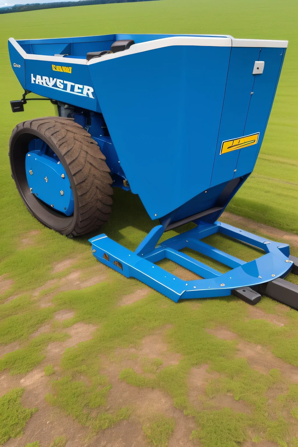 Harvester in blue color in plantation