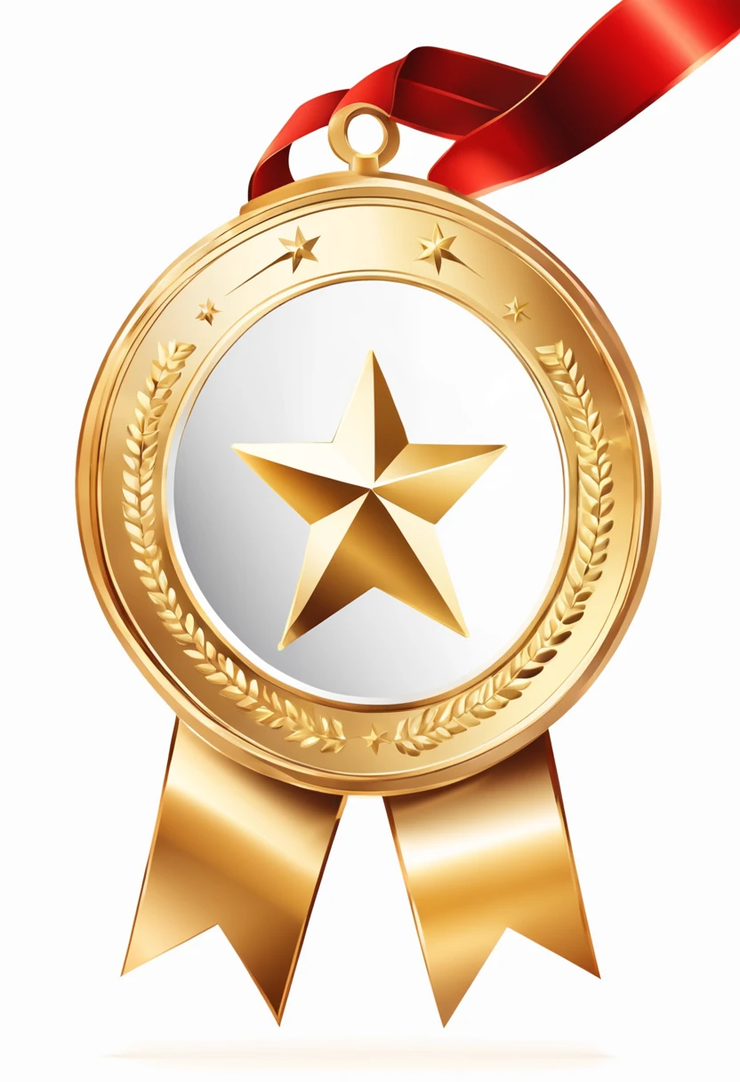 golden Winner Medal vector illustration , ,decoration, Watercolor Clipart, simple, hand-drawn, vector art, adorable,, whimsical, watercolor effect, bokeh, low-poly, retro aesthetic, 4K resolution, photorealistic rendering, using Cinema 4D, white background