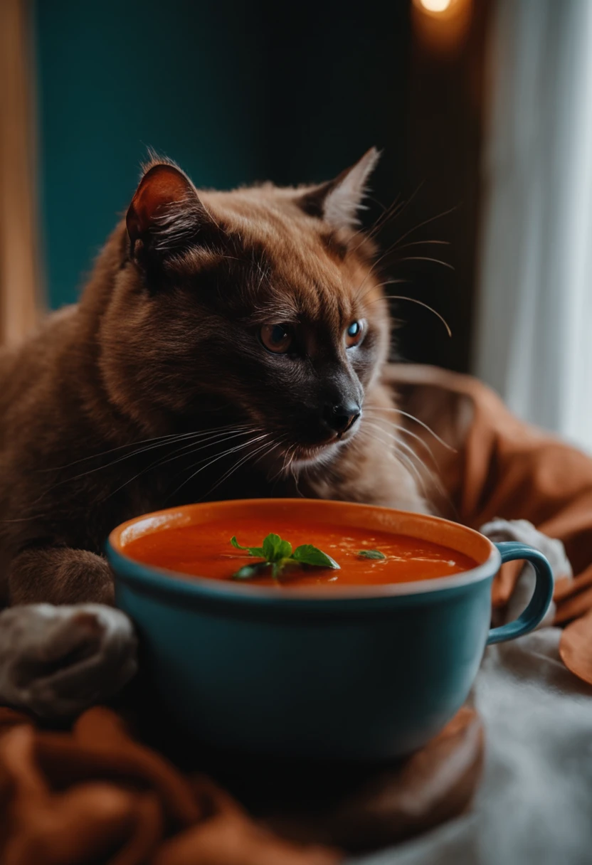 Um homem feio fazendo uma sopa de ratos, 4k