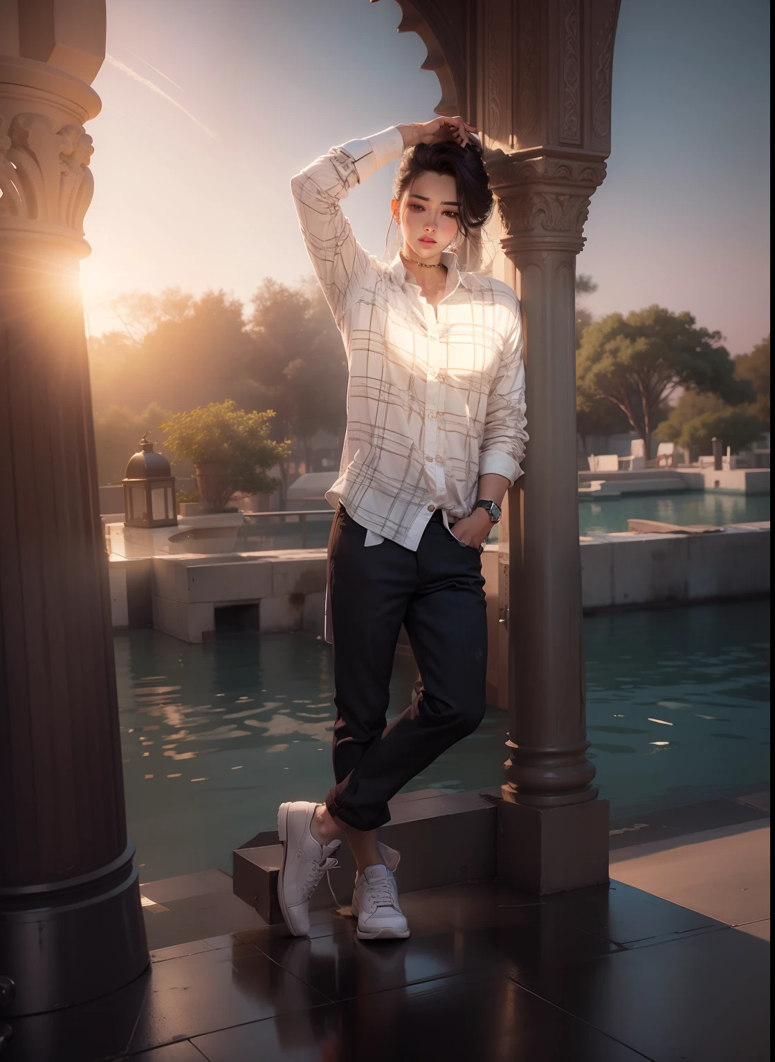 white shirt,