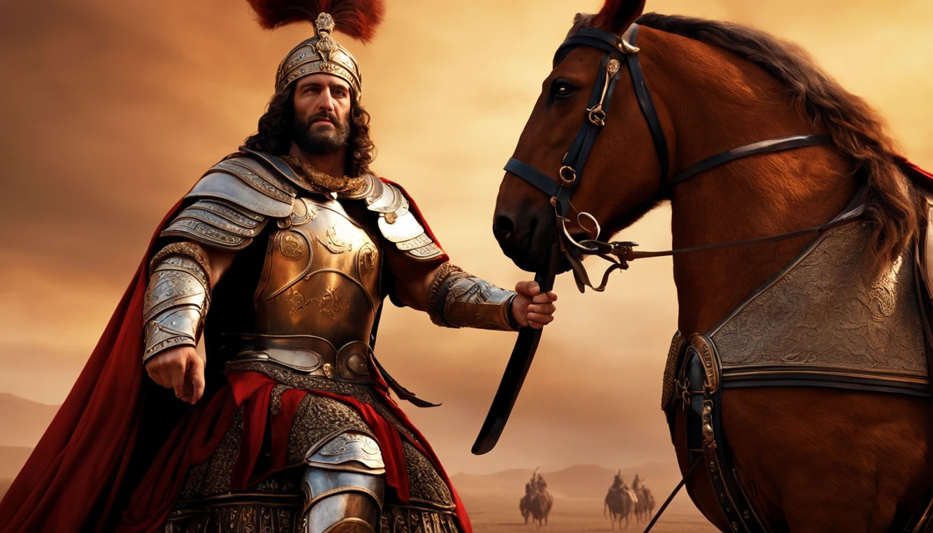 ((melhor qualidade)), ((master part)), ((tinta)), Majestic intricate soft oil painting, An epic depiction of Rodrigo Díaz de Vivar, also known as El Cid, Leading the brave people of Macedonia in a battle for honor and freedom, rostos extremamente detalhados, a vibrant cinematic photorealist, 12k, highes definition , high resolution, Ultra alta qualidade, Ultra sharp focus, extremely realistic, cinematic shots