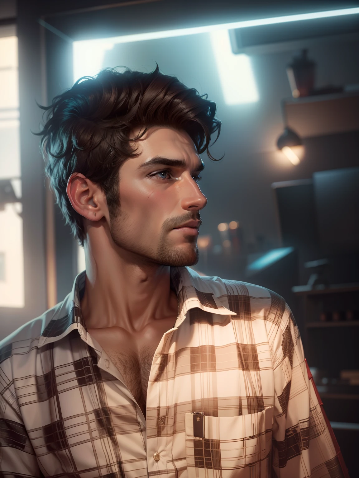 Change background sci-fi 8k enhanced handsome face attractive look
