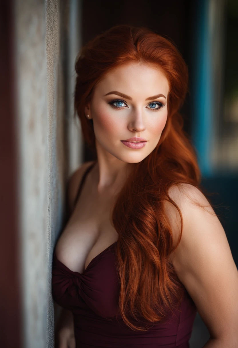 big boobs, redhead, tall, big ass, blue eyes, perfect nose, curvy, round face, straight eyebrow god