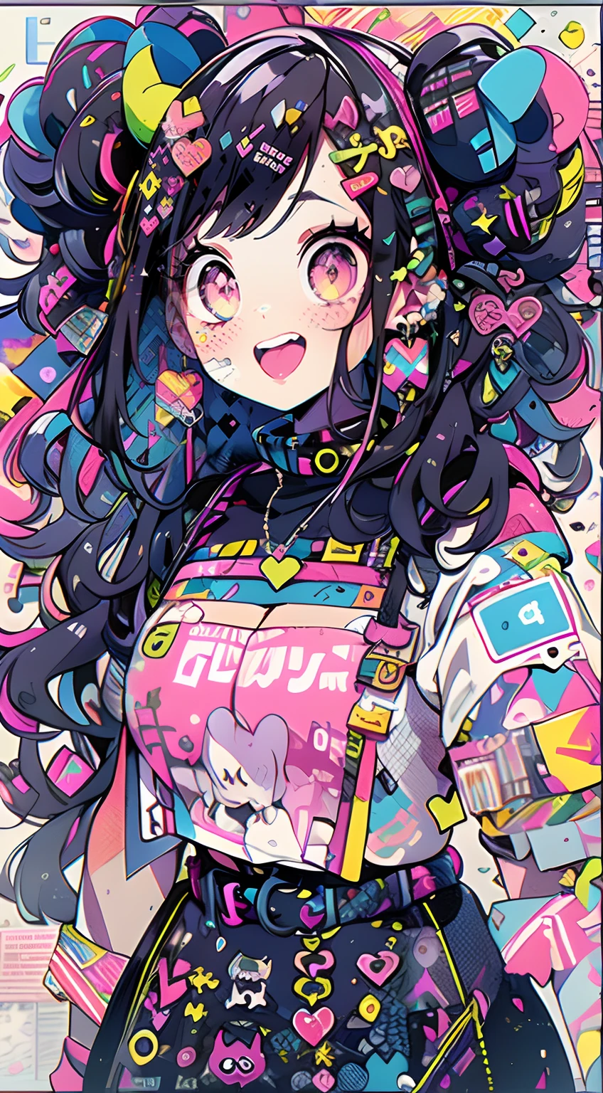 " black hair with rainbow streaks in it kawaii, cute, adorable woman with pink, black and rainbow color scheme. She is dressed in sky-themed clothes made out of clouds and sky motifs. Her outfit is fluffy and soft, with decora accessories like hairclips. She embodies the vibrant and trendy Harajuku fashion style.", horns, demon wings, big boobs,big ass, big lips, juicy lips, huge hair, glitching, glitchy, hacking, computer,digital, sexy, big breasts, cleavage, big ass, tounge out, saliva {{{black hair}}}, {{{hot pink eyes}}}