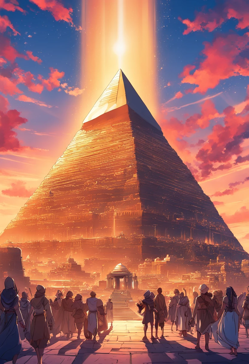 Golden pyramid, Magnificent fantasy city, Egyptian city of fantasy, grandes obelisco y monumentos al fondo de la imagen