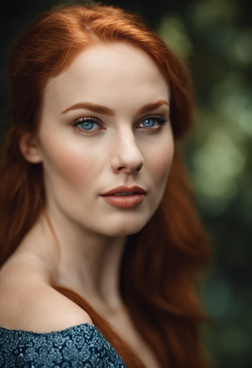 redhead, tall, blue eyes, perfect nose, fat, round face, straight eyebrow god