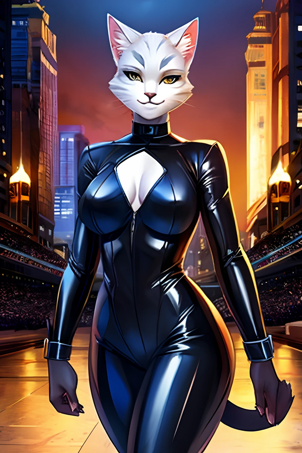 White cat in Catwoman costume