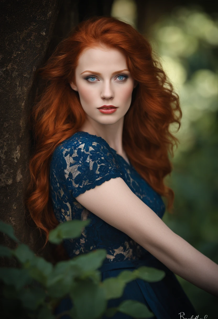 redhead, tall, blue eyes, fat
