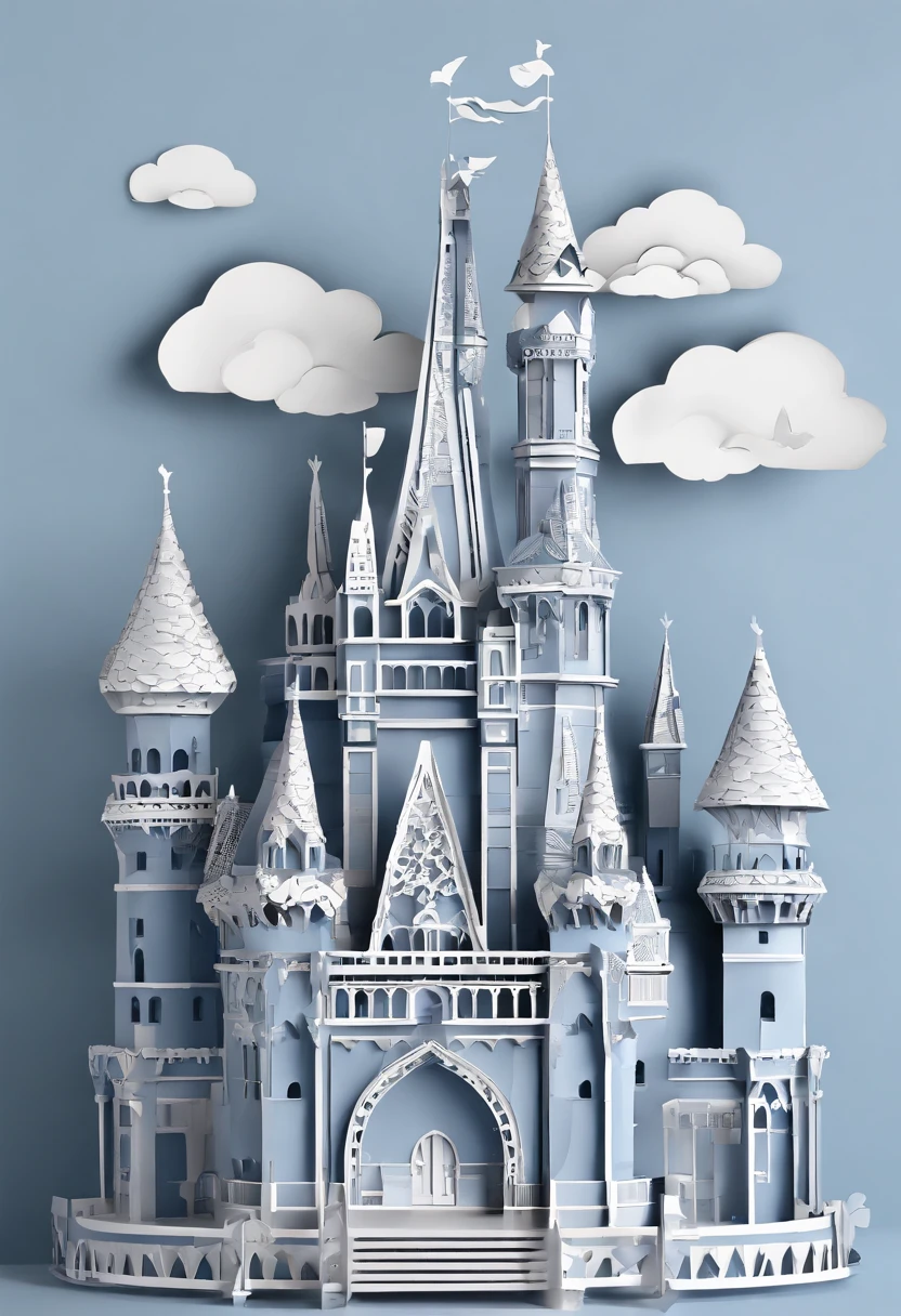 realistic, (best quality, masterpiece:1.3),
isometric, flowers castle, blue rose, grey background,  papercarvingcd-000004