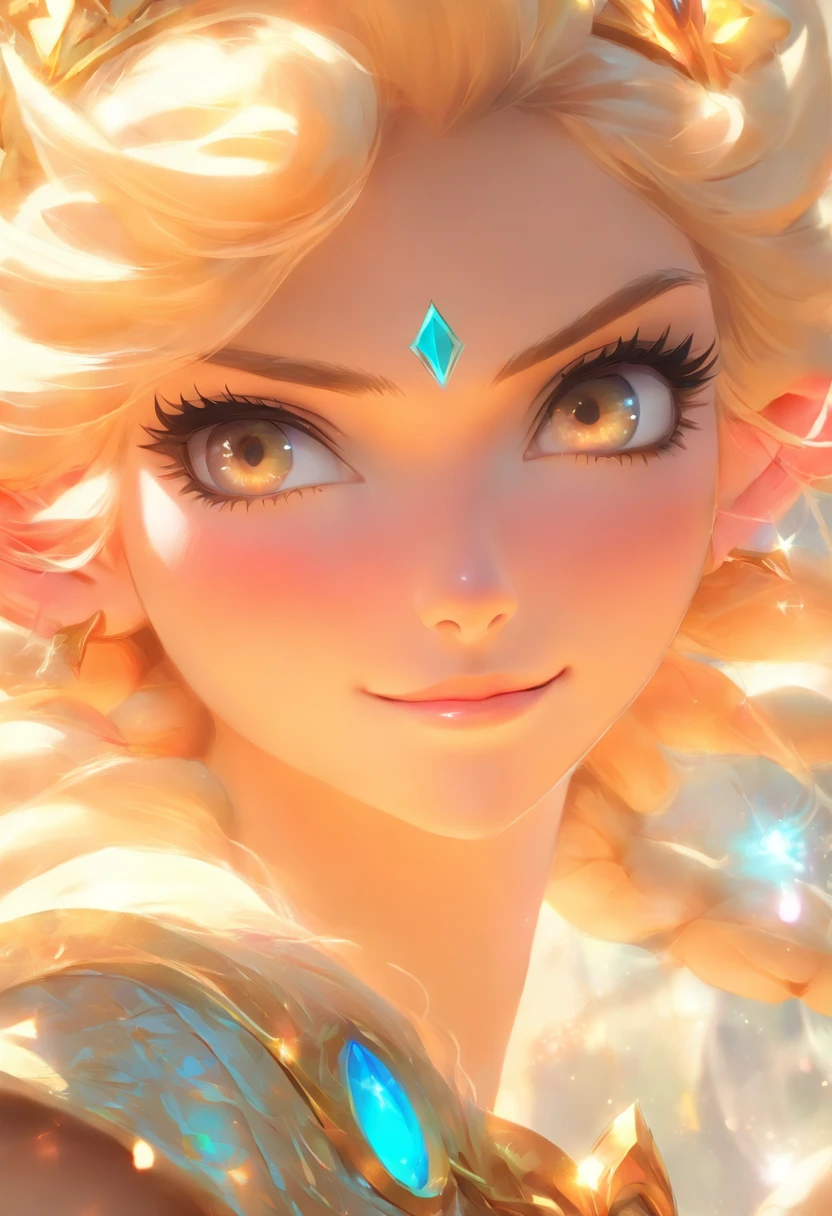 a close up of a woman with a tia on her head, blonde - haired princess, artwork in the style of guweiz, ross tran 8 k, a beautiful fantasy empress, 8k high quality detailed art, portrait of an elf queen, 4k highly detailed digital art, beautiful and elegant elf queen, princess portrait, portrait of queen of light