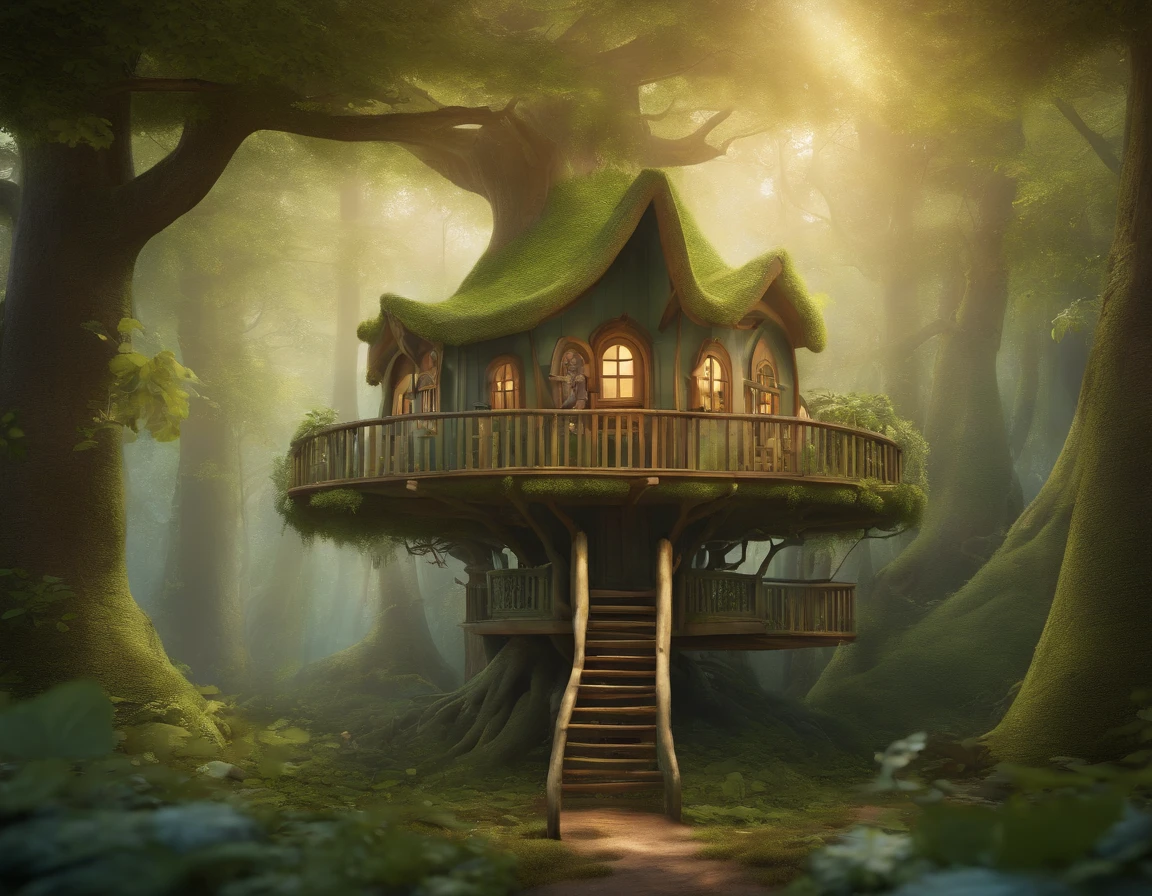 In the lush green forest, a whimsical treehouse inspired by the Teletubbies stands tall. Its vibrant colors and unique design make it a focal point in the middle of the deciduous forest. The treehouse is adorned with intricate details, with each corner filled with magical elements.
The treehouse itself is made of natural materials, composed of wooden planks and branches. The textures and patterns of the wood create a visually appealing and organic feel. Moss grows on the exterior, adding an enchanting touch and blending the structure seamlessly into its surroundings.
Surrounding the treehouse are tall trees with leaves of various shades of green. The sunlight filters through the leaves, casting dappled shadows on the forest floor.
Captured in the artistic style of Tom Bagshaw, Anna Dittmann, and Monia Merlo, the photograph showcases the whimsy and fantasy of the scene. The colors are rich and vibrant, enhancing the magical atmosphere. The fine details and textures in the artwork breathe life into the treehouse and the surrounding forest.
The overall color palette is on the cooler side, with hints of blues and purples, creating a dreamy and ethereal ambiance. The composition emphasizes the height of the treehouse, capturing its unique architecture from an intriguing angle.
The lighting is soft and natural, with gentle rays of sunlight peeking through the treetops. The play of light and shadow adds depth and dimension to the image, enhancing the overall magical feel.
The high-quality image, captured with the best equipment, ensures every detail is crisp and clear. The resolution is of the highest standard, allowing viewers to appreciate all the intricate elements in the scene.
With the prompt "(best quality,4k,8k,highres,masterpiece:1.2),ultra-detailed,(realistic,photorealistic,photo-realistic:1.37),lush green,Teletubbies-inspired treehouse,deciduous forest,Tom Bagshaw style,Anna Dittmann style,Monia Merlo style,whimsical,magical,vibrant colors,