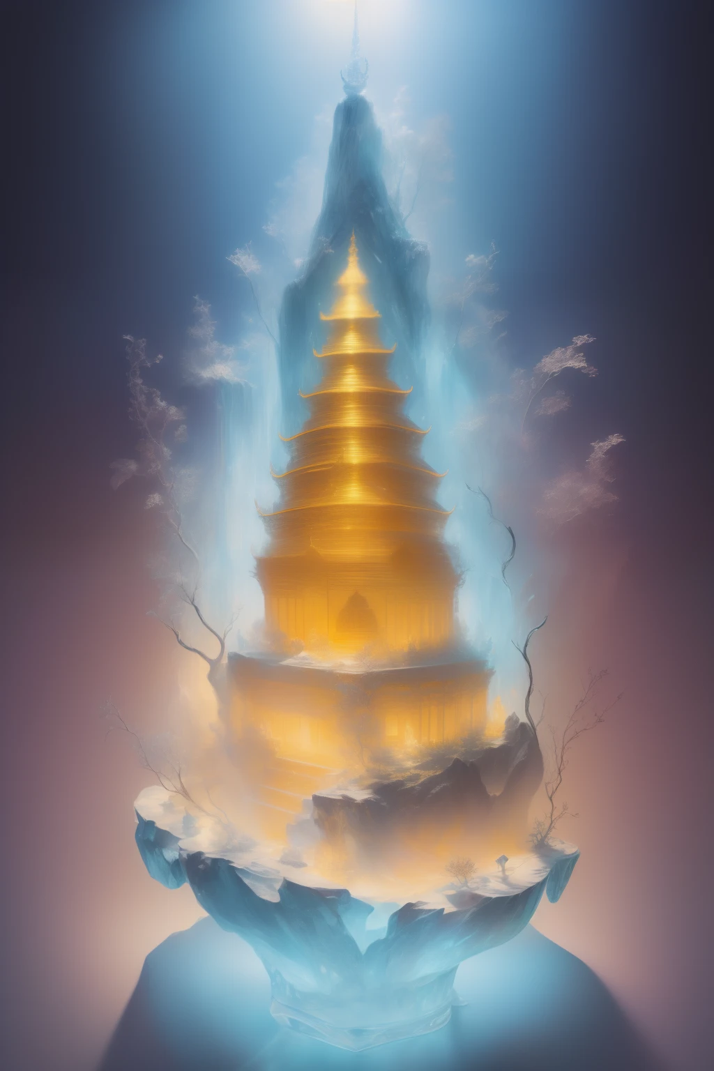 best quality, realistic, photorealistic, ultra detailed,(((a Buddhist Buddha))),bodhisattva,Light,ice cubes