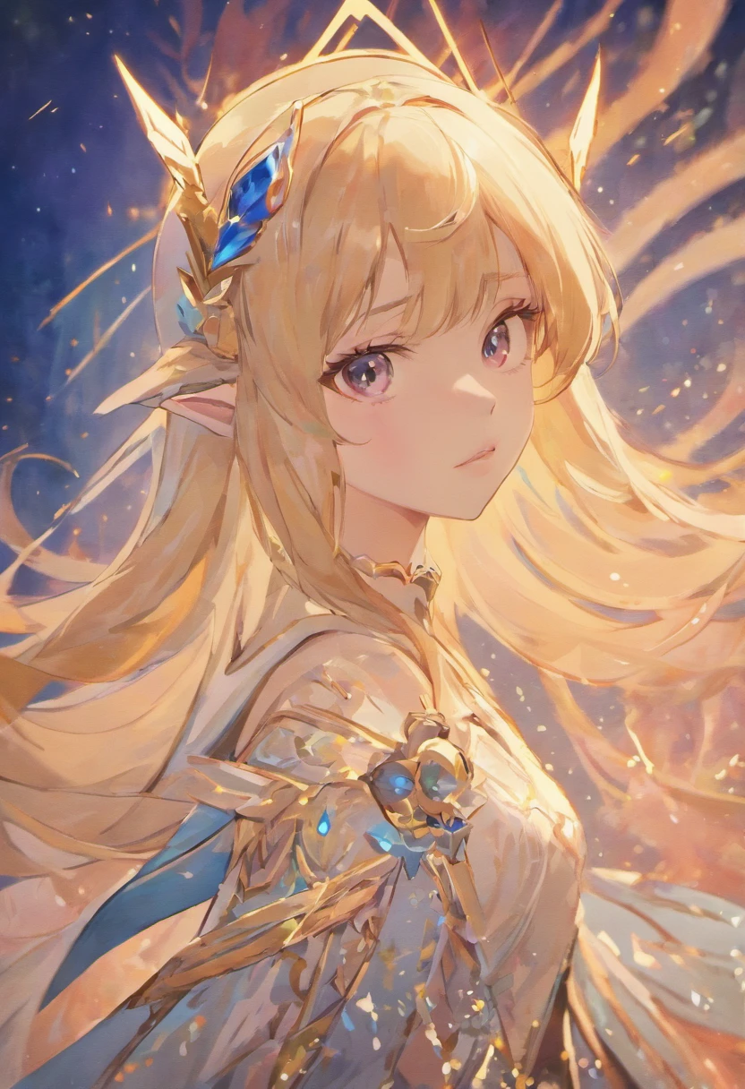 a close up of a woman with a tia on her head, blond-haired princess, Guviz-style artwork, Ross Tran 8 K, a beautiful fantasy empress, 8K high quality detailed art, portrait of an elf queen, 4k highly detailed digital art, beautiful and elegant elf queen, princess portrait, portrait of queen of light