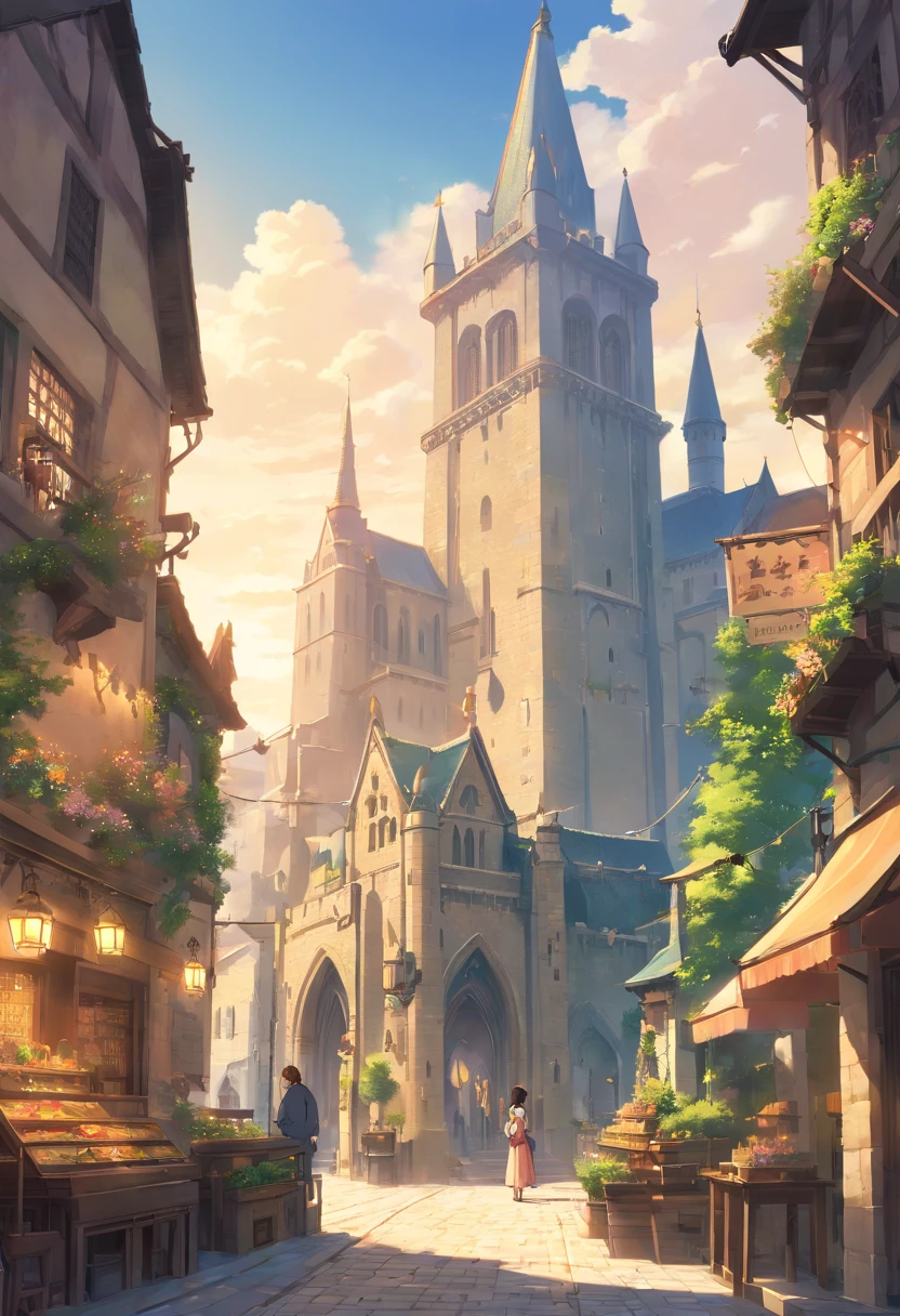 Medieval fantasy city, enorme ciudad, hermosa ciudad con jardines, monumentos, palacios y bellos edificios, Magnificent fantasy city
