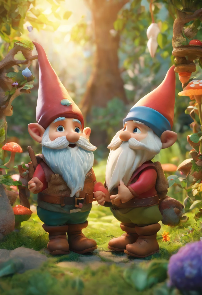 an engaging representation of the gnomes magical garden featured in the children's book, playful and fantastical elements, soft smooth lighting and shadow, with soft colors, trending on polycount, physically based rendering, centered.