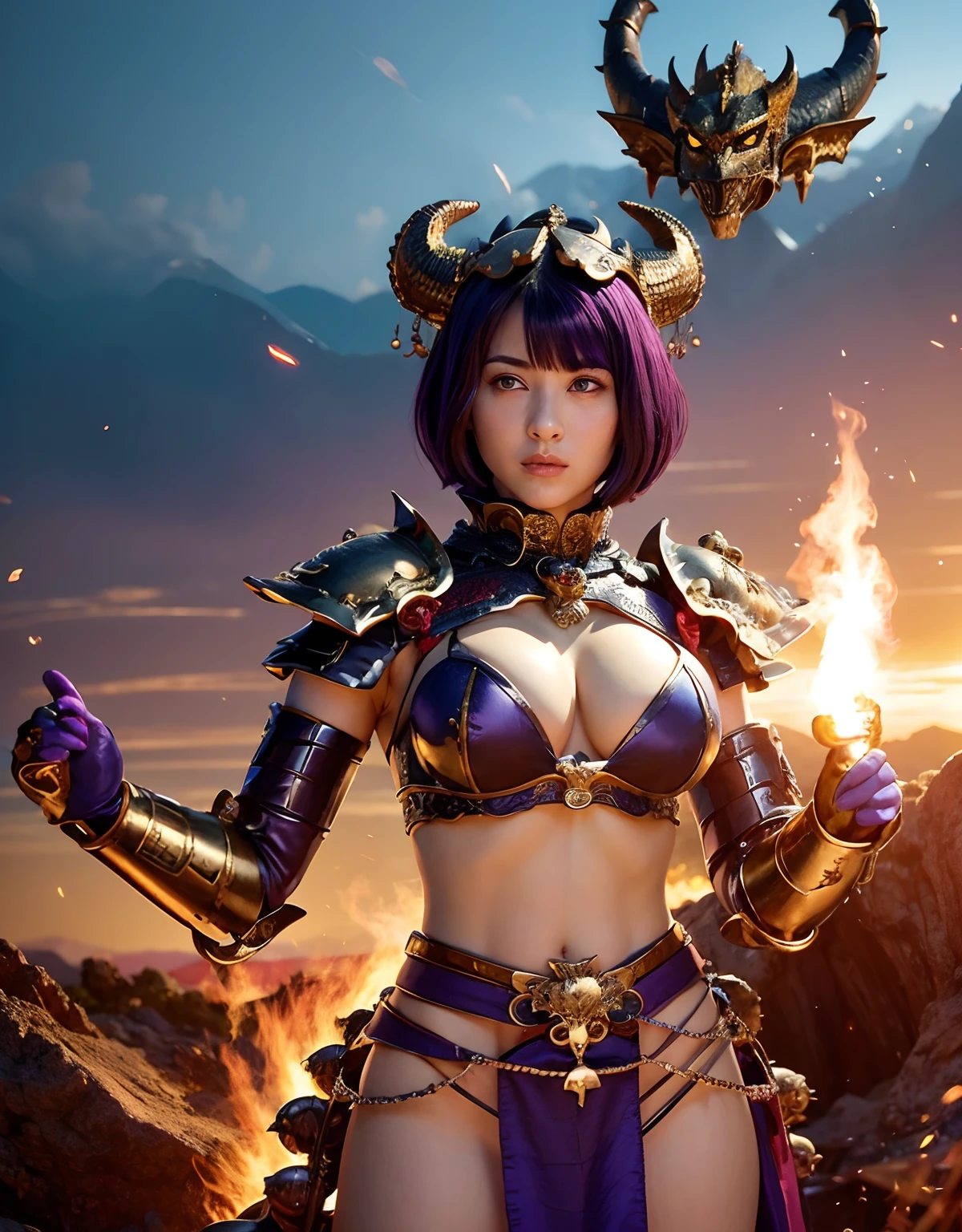 Professional , ​masterpiece、top-quality、photos realistic , depth of fields 、（Dragon Blue Metal Body:1.９),(Enamel purple、（cleavage of the breast）、Mystical expression、Dragon Gold Weapon、（Red Micro Bikini Armor:1.４),Gorgeous gold weapons ,Particles of light、（（ Dragon's dense and gorgeous sword）） , （demonic wings）、（（a blond））、（Castle background）、（（Gangle's forest background））、（（Fight dragons））、Beautiful Caucasian beauty、１a person、dynamic ungle,(((Detailed and ornate dragon helmet)))、Smaller head、A smile、Castle background、Thin and beautiful female hands、cleavage of the breast、Soldier in iron armor on background、Mystical expression、Light Effects、intense fighting、Wind-effect、magic circles、With the legendary magic wand、Dragon's tail、explosions、Anatomically correct body、