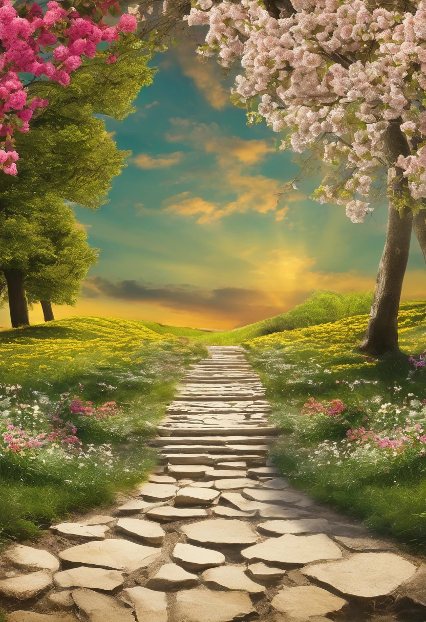 Real photos, photography, 65° viewing angle, real light and shadow, outdoor, close-up, lawn, sunny day, simple background, flowers, trees, realistic details, 8K high-definition pictures, circular platform::2,
