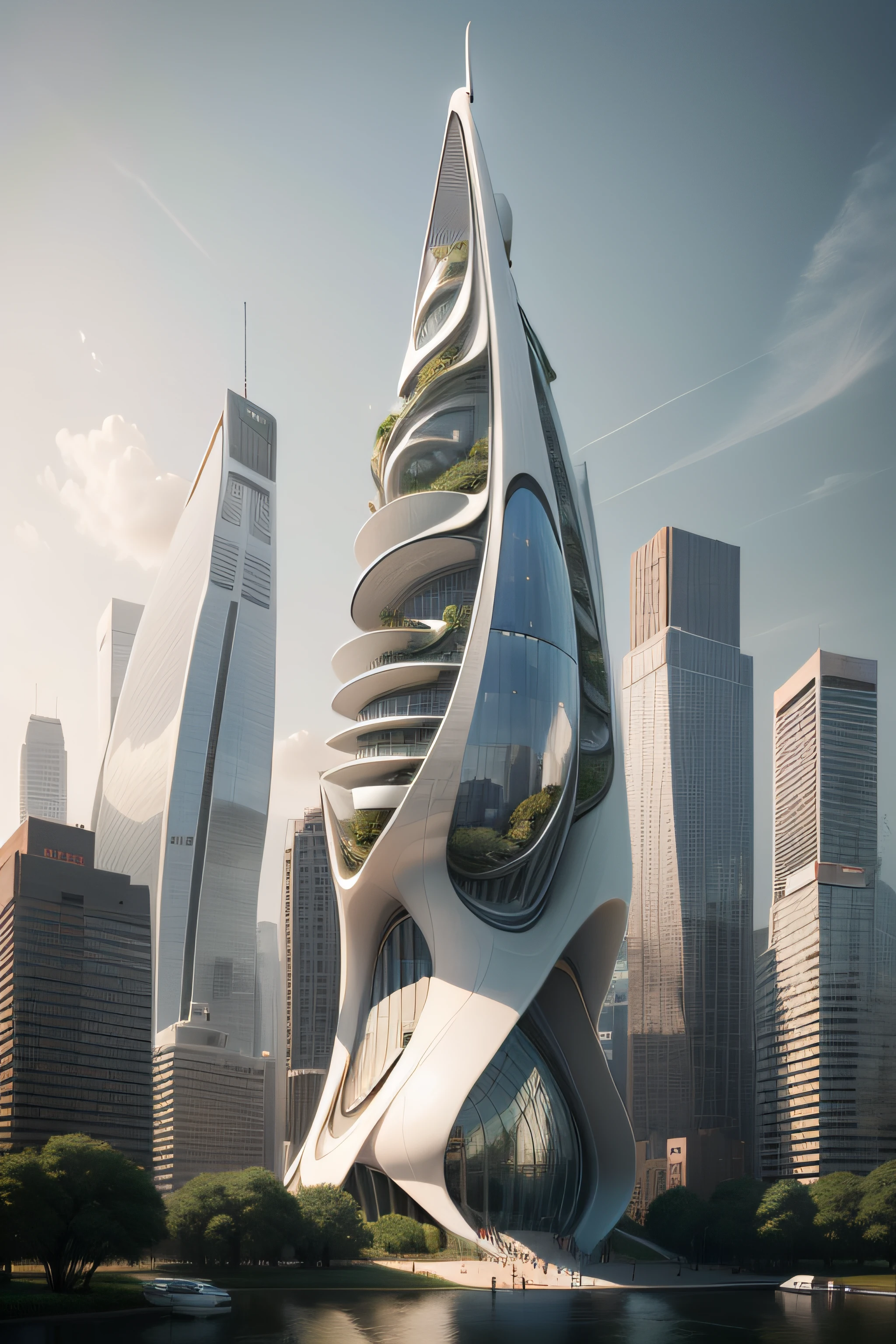 Tulip-shaped skyscraper, cinemátic, INSPIRADO EM Foster + Partners