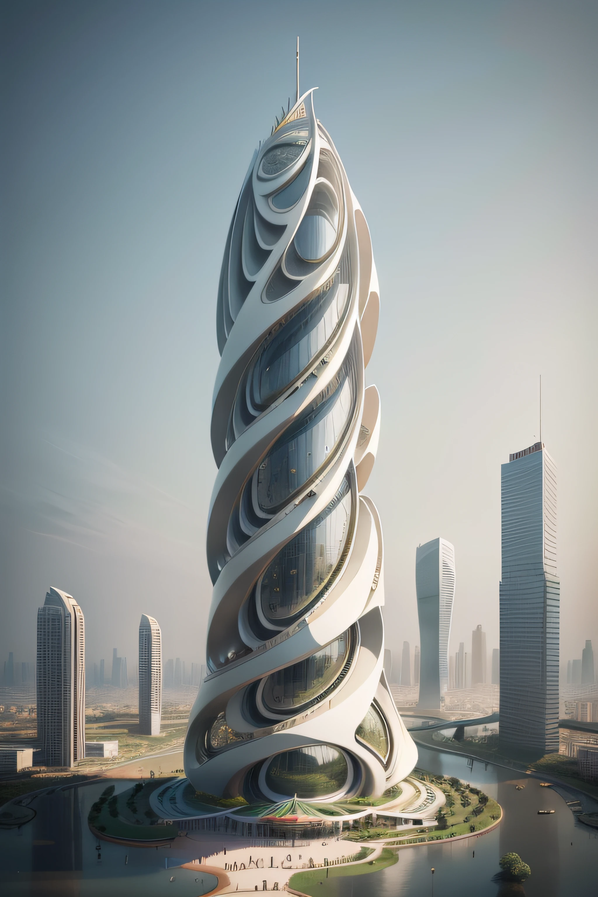 Tulip-shaped skyscraper, cinemátic, INSPIRADO EM Foster + Partners