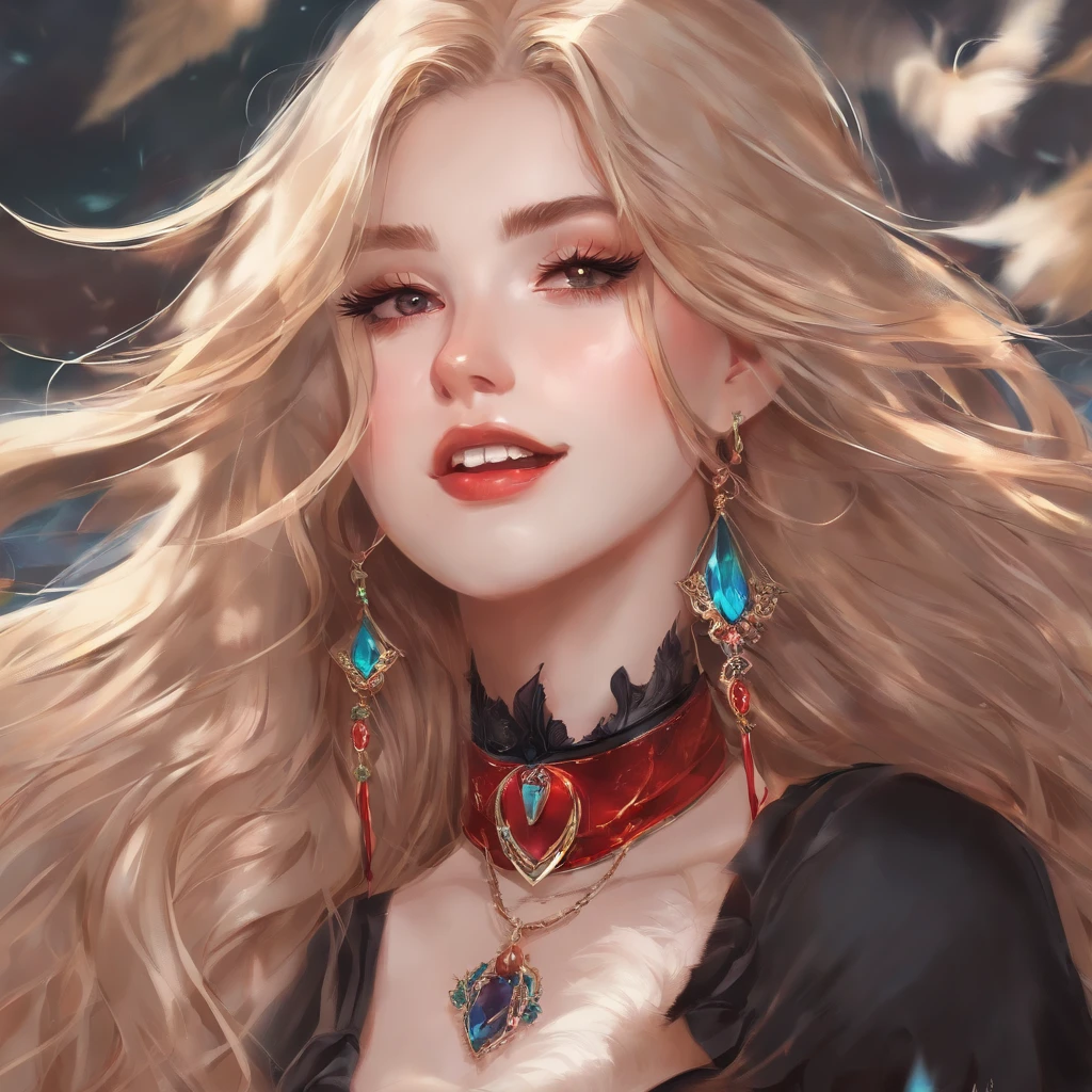 Girl face, tongue out, ahegao, cat collar, long hair
