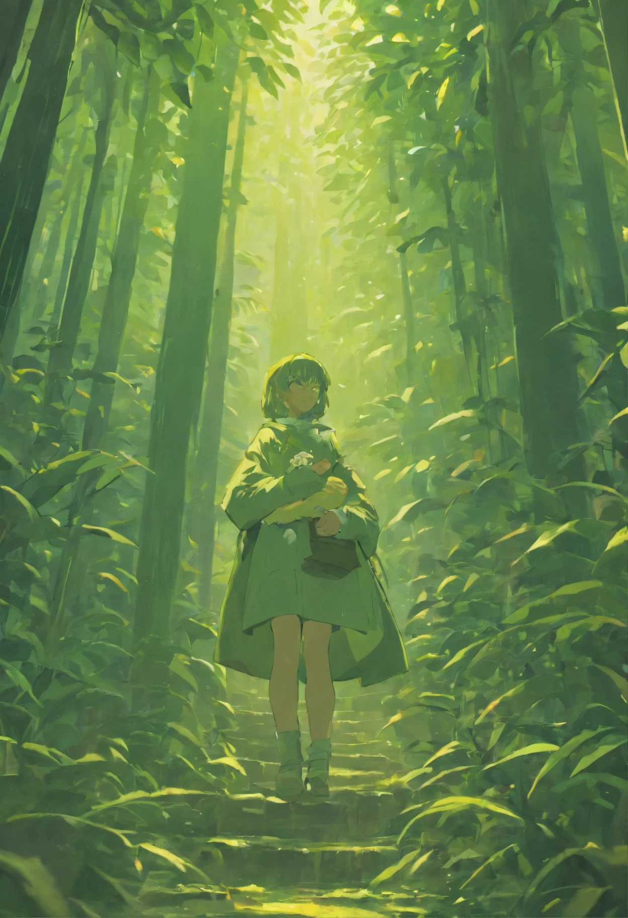 Dense jungle, Lighting, Tristin, Martin Luther King Jr. and Martin Luther King Jr. weep, inner illumination, photorealistic, cinematic, volumetric lighting, cinematic lighting, ray traced, 8k, hyper detailed, hd, epic composition, golden ratio